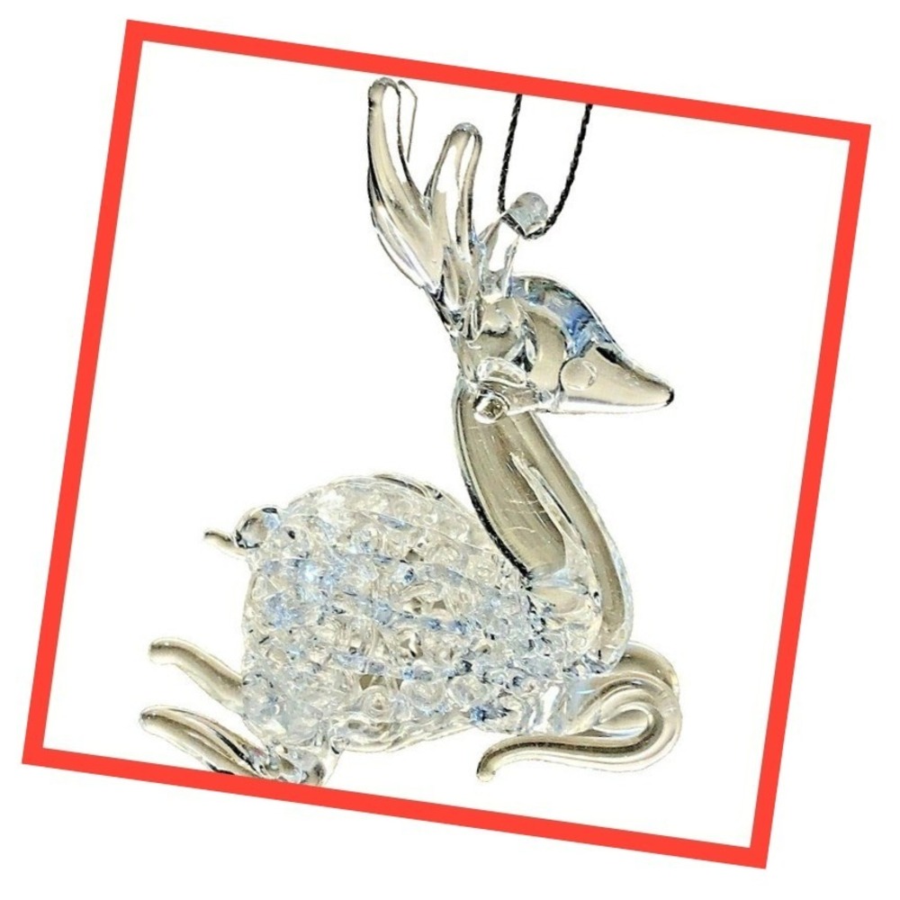Delicate Glass Christmas Ornaments Set of 8 Reindeer Angels Partridge Bells